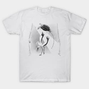 Stork and turtle dancing salsa trick T-Shirt